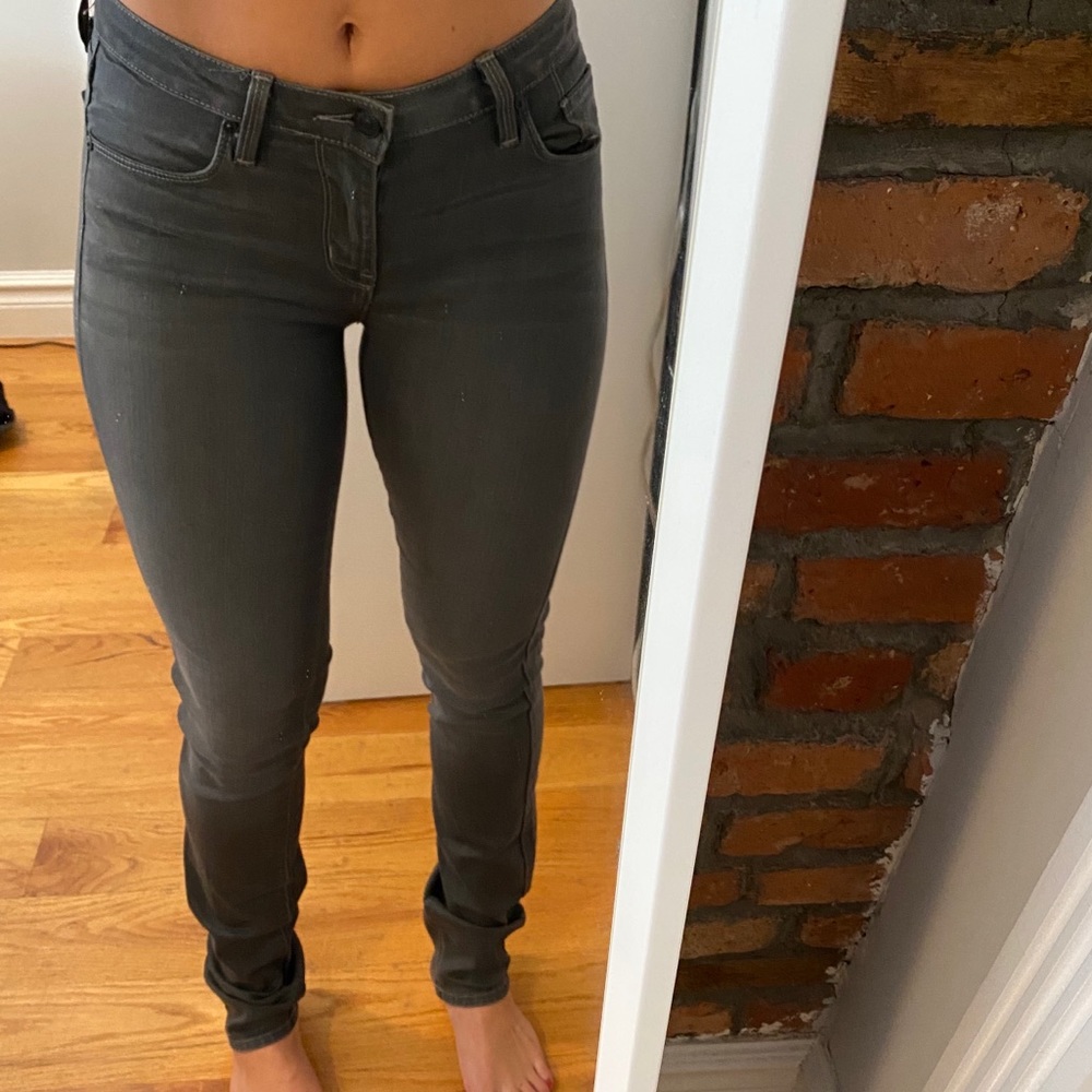 Gray Mid-Waist Skinny Jeans